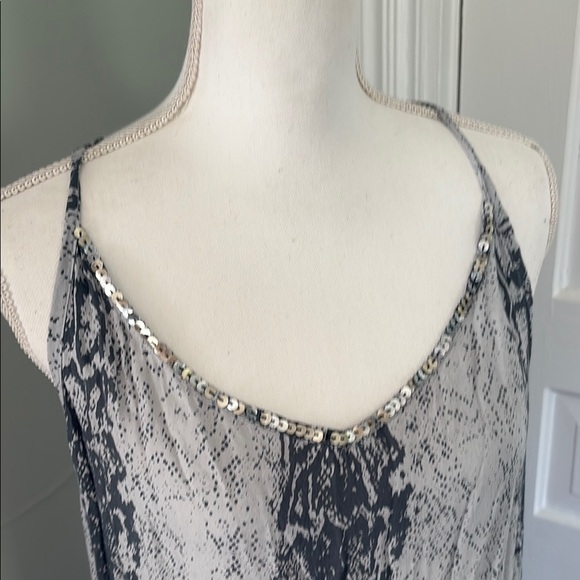 Free People Gray and White Snake Print Maxi Dress Sequins Size S - Picture 2 of 7